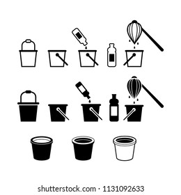 Clean mop and bucket icon set