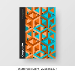 Clean mosaic hexagons company identity template. Fresh corporate brochure vector design layout.