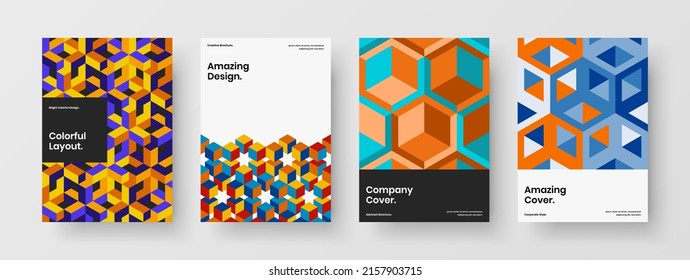 Clean mosaic pattern company identity illustration collection. Abstract corporate cover vector design layout composition.