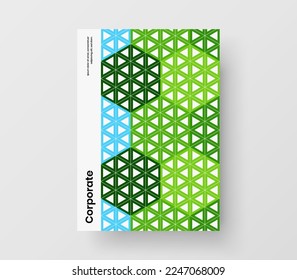 Clean mosaic pattern journal cover concept. Minimalistic handbill A4 vector design template.