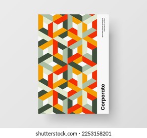 Clean mosaic pattern journal cover concept. Abstract leaflet design vector illustration.