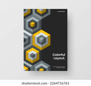 Clean mosaic pattern magazine cover illustration. Premium placard A4 design vector layout.