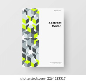 Clean mosaic pattern placard illustration. Isolated leaflet A4 vector design template.