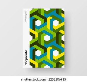 Clean mosaic shapes cover layout. Vivid placard vector design concept.