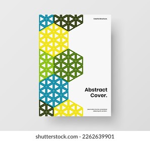 Clean mosaic shapes poster layout. Minimalistic pamphlet A4 design vector template.