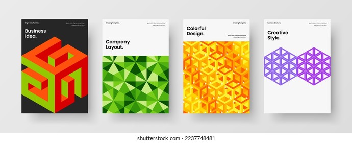 Saubere Mosaikformen, Präsentationsbildzusammensetzung. Abstrakter Corporate Broschüren Design Vektorgrafik-Template Set.