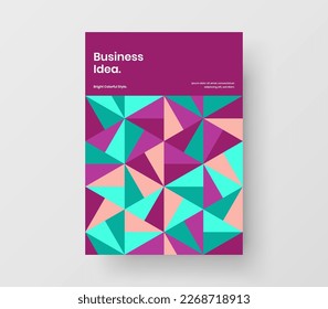 Clean mosaic shapes presentation illustration. Amazing leaflet A4 vector design layout.