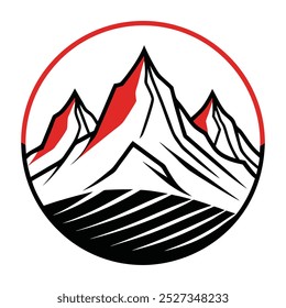 Dibujo de arte de línea de montaña limpia.