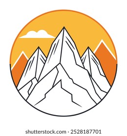 Dibujo de arte de línea de montaña limpia.