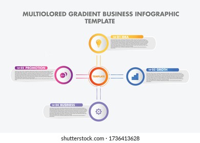 Limpiar gradiente multicolor Gráfico de información empresarial con pasos