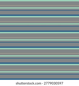 A clean, multi-colored seamless vector with horizontal stripes in various widths. Using the Oceanic Geometry palette of nautical blue, pale mint, and slate grey. Perfect for modern coastal decor