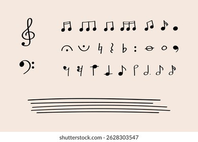 Clean music sheet template with notes and clefs for Classical Music Month and Music Lessons. Organized music template with staff lines and clear musical symbols.