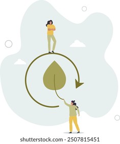 Clean and nature friendly resources cycle. Natural organic recycling symbol.flat design with people.