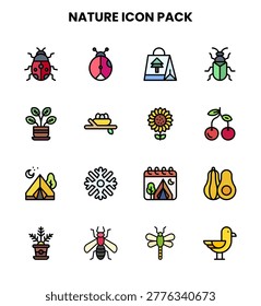 Clean Nature icon set with  Lineal Color icons for UI projects.