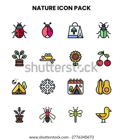 Clean Nature icon set with  Lineal Color icons for UI projects.
