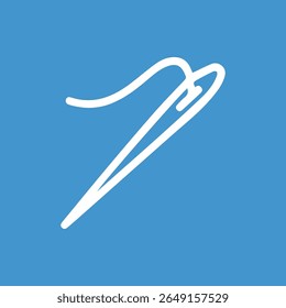 A clean needle and thread design perfect for sewing crafting or tailoring projects isolated on a solid blue background representing precision and skill.