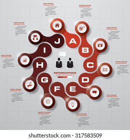 Clean number banners template/graphic or website layout. 10 steps. Vector.  Can be used for work flow layout, diagram, number options, web design.