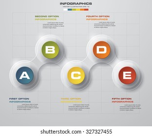 clean number template/graphic or website layout. 5 steps chart for your design. Vector.
