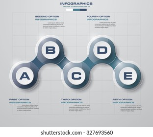 clean number template/graphic or website layout. 5 steps chart for your design. Vector.