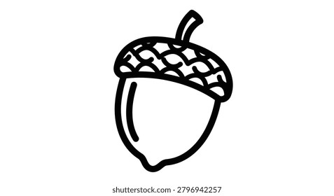 Clean oak seed vector graphic for autumn-themed designs, forest conservation messaging, or organic food branding with a minimalist aesthetic.
