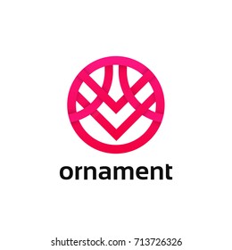 Clean ornament logo circle icon linear sign vector design.