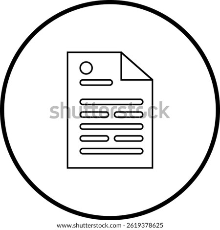 Clean outline document icon with circle vector