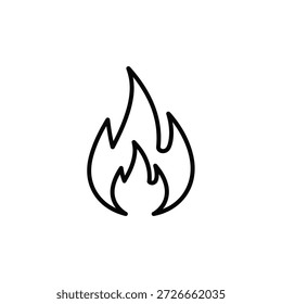 Limpe o contorno de uma chama de fogo. Representa calor, energia, energia, queima, luz e paixão, gráfico simples.