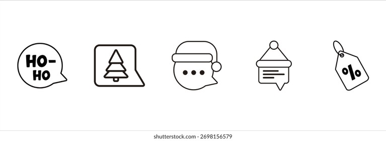 Clean Outline Holiday Bubbles and Tags Icons