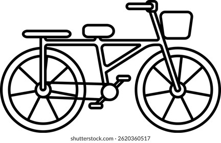 A clean outline icon of a bicycle in flat black and white style