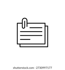 Icono De Contorno Limpio Con Notas De Papel Apiladas Aseguradas Por Un Clip De Papel Moderno