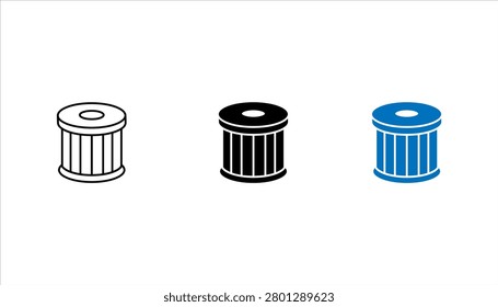 Clean outline icon of an industrial cable reel spool. Ideal for electrical equipment, cable management, wire storage, construction, engineering, utility services, and industrial applications. Editable