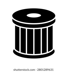Clean outline icon of an industrial cable reel spool. Ideal for electrical equipment, cable management, wire storage, construction, engineering, utility services, and industrial applications. Editable