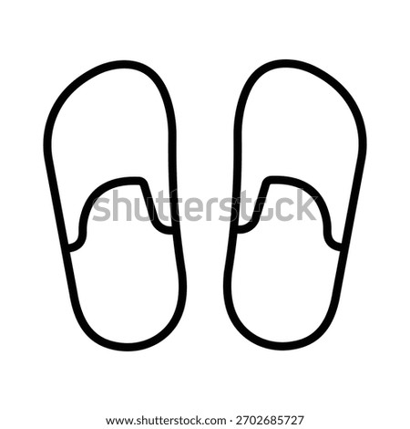 A clean outline icon of a pair of slippers or sandals. Perfect for summer, vacation, spa, and relaxation-themed designs and user interfaces.
