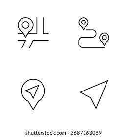 Limpar ícones de estrutura de tópicos para navegação, localização e destino em mapas.