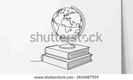 Clean outline illustration representing global education and world travel.