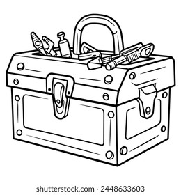 Ilustración de contorno limpio de una caja de herramientas, perfecto para logotipos DIY.