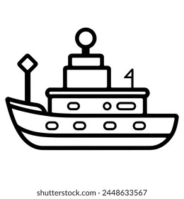 Clean outline illustration of a toy ship, perfect for children's logos.