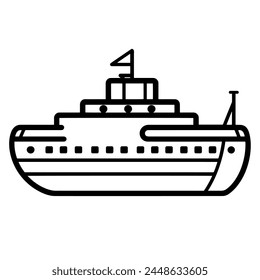 Clean outline illustration of a toy ship, perfect for children's logos.
