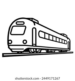 Ilustración de contorno limpio de un tren, perfecto para logotipos de ferrocarril.