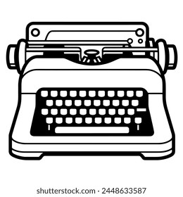 Clean outline illustration of a typewriter, perfect for writing logos.