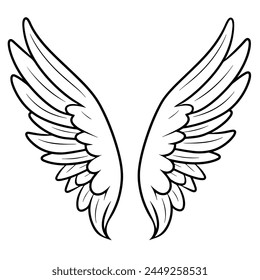 Ilustración de líneas limpias de alas, perfecto para logotipos angelicales.