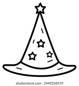 Saubere Umrissdarstellung eines Hexenhutes, perfekt für gruselige Logos.