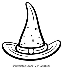 Clean outline illustration of a witch hat, perfect for spooky logos.