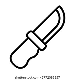 Clean outline knife with simple shape. Ideal for camping, survival gear, cutting tools, and outdoor activity concepts.