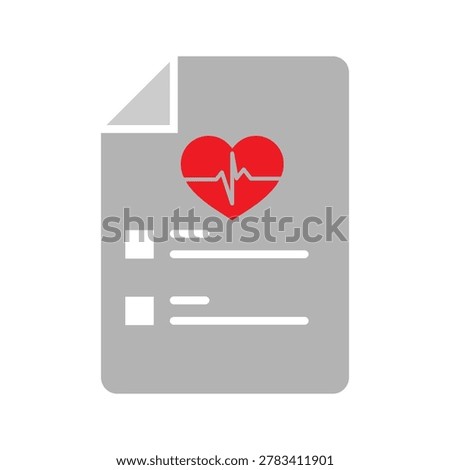 Clean outline medical checklist document icon featuring heart pulse symbol for healthcare records, medical forms, patient checklists, and hospital administration projects.	