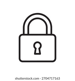 Icono de candado de contorno limpio que representa la seguridad, la protección de la privacidad y el acceso seguro