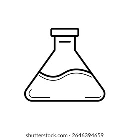 Ícone De Linha De Balão Cônico De Laboratório Erlenmeyer	