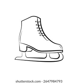 A clean outline vector illustration of an ice skate, ideal for winter themes, sports, or leisure activities.