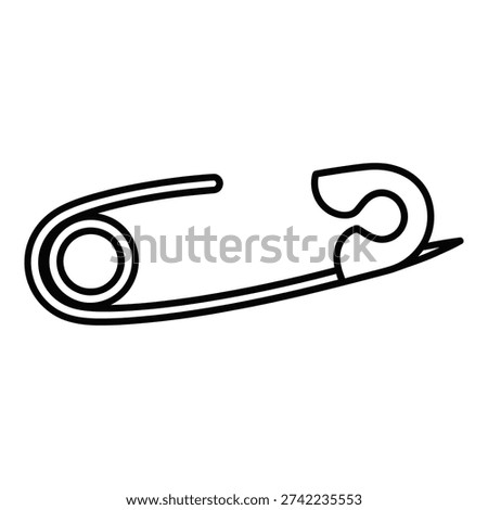 Clean outline vector of a safety pin, a versatile icon for fastening and design.