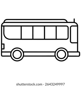 A clean, outlined black and white school bus illustration is perfect for educational materials and transportation themes.